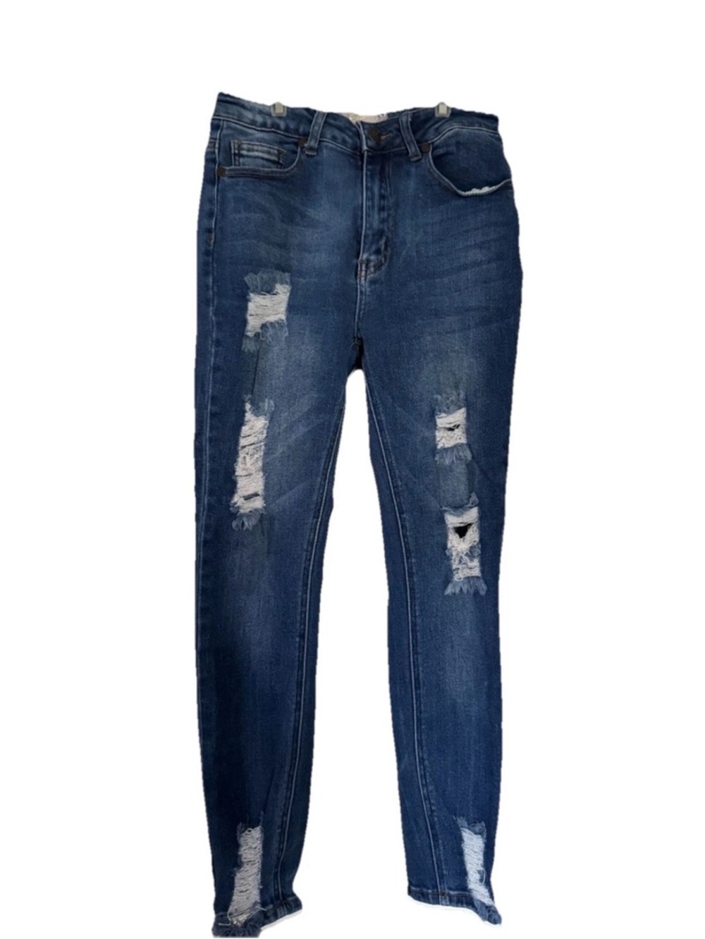 Women's Distressed Dark Blue Skinny Jeans